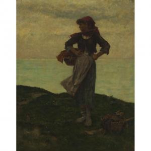 BILLET Pierre 1837-1922,PEASANT GIRL AT THE SEASHORE,Waddington's CA 2021-11-25
