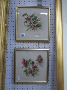 BILLIN Edward S 1911-1995,Studies of Holly and Red Berries,Sheffield Auction Gallery GB 2021-12-10