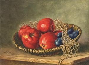 BILLING Marie 1870-1944,Stillleben mit Äpfeln und Pflaumen,20th century,Reiner Dannenberg 2010-12-06