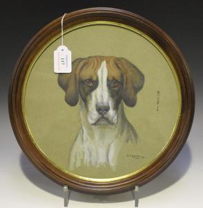 BILLINGE W.J. Ophelia 1905-1914,Rustic (Portrait Study of a Hound),1914,Tooveys Auction 2019-04-17