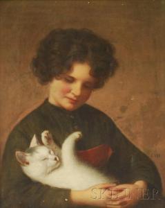 BILLINGS Edwin 1824-1893,Girl Cradling a Sleeping Cat,Skinner US 2010-11-10