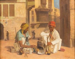 BILLNEY Voitler 1800-1800,Deux personnages arabes fumant le narguilé et pren,Massol FR 2015-03-30