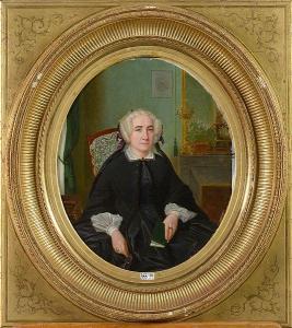 BILLOTTE Léon Joseph,Portrait d\’une dame assise à la lecture,1862,VanDerKindere 2021-01-19