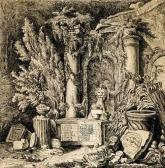 BILLWILLER Johann Jakob Lorenz 1779-1832,Ruinencapriccio mit Kalender,Galerie Bassenge DE 2008-05-30