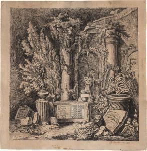 BILLWILLER Johann Jakob Lorenz,Ruinencapriccio mit Kalender,1795,Galerie Bassenge 2022-06-03