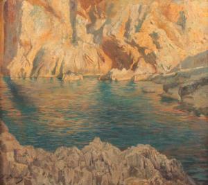 BINDE Heinrich 1862-1929,Bagni di Tiberio am Faraglionifelsen auf Capri,1899,Von Zengen 2018-06-15