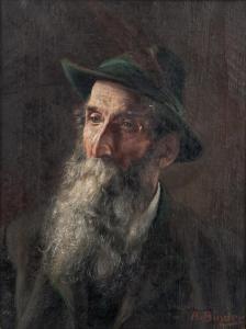 BINDER Alois 1857-1933,Portret mężczyzny w kapeluszu (Bawarczyka),Sopocki Dom Aukcjny PL 2022-10-26