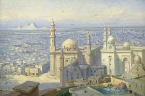 BINDER ANTON,Blick auf die Sultan-Hassan-Moschee in Kairo, im H,Galerie Bassenge 2015-11-27