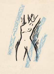 BINDER Friedrich G./ Joseph 1897-1990,Frauenakt, die Arme erhoben,1917,Galerie Bassenge 2021-06-11