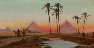 BINDER Tony 1868-1944,Kamelreiter vor den Pyramiden von Gizeh,1904,Galerie Bassenge DE 2022-06-02