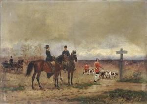BINET Adolphe 1854-1897,Halte pendant la chasse à courre,Etienne de Baecque FR 2012-05-23