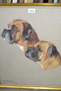 BINET Phyllis 1900-1900,portrait of two bulldogs,Lawrences of Bletchingley GB 2018-09-04