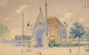 BINET René 1868-1911,Projet pour la porte monumentale de l\’exposition ,Millon & Associés 2023-11-23
