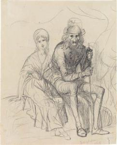 BINGHAM George Caleb 1811-1879,Two Seated Figures,1845,Swann Galleries US 2012-06-14