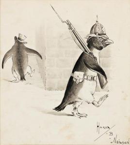 BINGHAM NEILSON HARRY 1861-1941,The Penguin Brigade,Swann Galleries US 2021-01-28