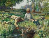 BINNING Alfred Bathurst 1921-1938,Young School Boys playing with a Toy Boat,Waddington's 2005-11-21