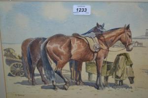 BINNS Elizabeth Jane 1800-1900,study of two horses,Lawrences of Bletchingley GB 2017-09-05