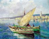 BINZ Hermann,Mediterranean harbour scene with fishing boats,The Cotswold Auction Company 2018-06-26