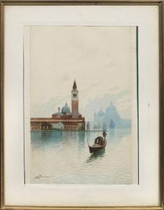 BIONDETTI G. H 1800-1900,Ansicht von Venedig mit dem Markus-Turm und Santa ,Schloss DE 2019-05-12