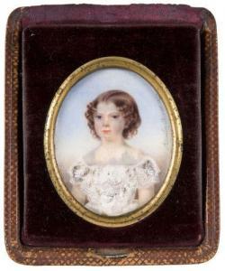 BIRAT Amélie 1812-1867,Petite fille blonde en robe de ,1850,Artcurial | Briest - Poulain - F. Tajan 2011-10-10