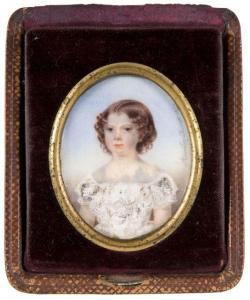 BIRAT Amélie 1812-1867,Petite fille blonde en robe de ,1850,Artcurial | Briest - Poulain - F. Tajan 2012-02-01