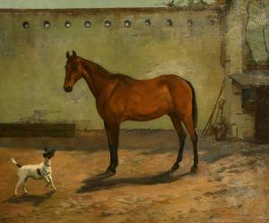 BIRCH Lionel 1858-1930,A portrait of a horse and Jack Russell in a courty,John Nicholson 2022-08-03