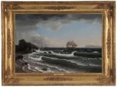 BIRCH Thomas 1779-1851,Ship Tacking Toward an Inlet Off a Rocky Coast,1828,Brunk Auctions 2015-06-13