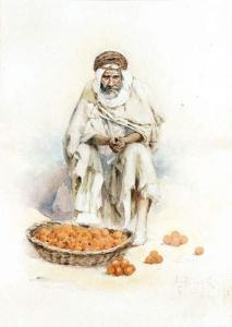 BIRCK Alphonse 1859-1942,Le vendeur d'abricots,1891,Aguttes FR 2007-12-21