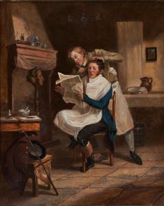 BIRD Edward 1772-1819,A Man at a Barber's Shop Reading a Paper,Skinner US 2024-03-06