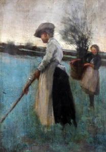 BIRD Margaret 1864-1948,Lady and young girl working in a field,Bonhams GB 2011-12-13