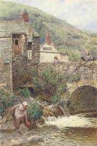 BIRKET FOSTER Myles 1825-1899,An angler on the River Lyn, Devon,Christie's GB 2012-05-31