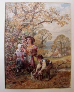 BIRKET FOSTER Myles 1825-1899,Children picking Blackberries,Silverwoods GB 2017-06-15
