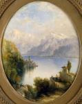 BIRKET FOSTER Myles,Oval Continental mountainous lake scene with build,Biddle and Webb 2007-03-02