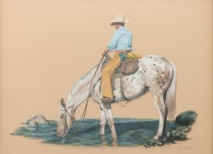 BIRKHÄUSER Peter 1911-1976,Cowboy in Blue Shirt,1982,Hindman US 2021-05-07