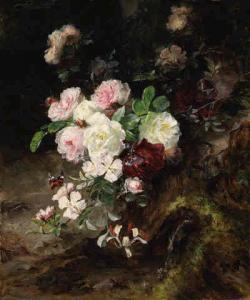 Birkinaer F. X 1800-1800,Floral Still Life of Roses,1881,Christie's GB 1998-02-10