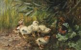 BIRKINGER Franz Xaver 1822-1906,Chicks and a Butterfly,Palais Dorotheum AT 2020-02-25