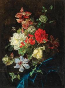 BIRKINGER Franz Xaver 1822-1906,Flower Piece with Roses and Clematis,Palais Dorotheum AT 2019-06-24