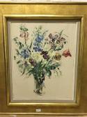 BIRTCHANSKY Raphael,Vase fleuri aux iris, tulipe rouge, roses blanches,Kapandji Morhange 2019-07-04