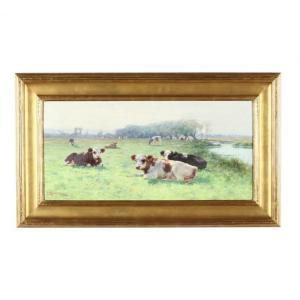 BISBING Henry Singlewood 1849-1933,Cows in Sunlit Meadow,Leland Little US 2018-06-15