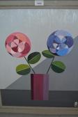 BISCAREL Etienne,geometric style study of two flowers in a vase,Lawrences of Bletchingley 2019-06-11