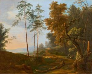 BISCHOFF Jakob Christoph,Waldlandschaft mit Personen,1813,Galerie Widmer Auktionen 2018-03-21