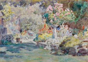 BISHOP M.A 1900,A Garden Scene,John Nicholson GB 2018-01-31