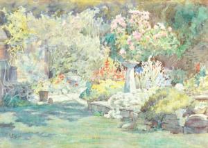 BISHOP M.A 1900,A Garden Scene,John Nicholson GB 2017-03-29