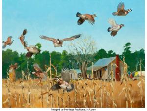 BISHOP Richard Evett 1887-1975,Bobwhite Quail in Flight,Heritage US 2025-03-25