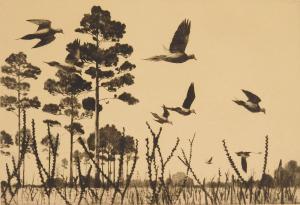 BISHOP Richard Evett 1887-1975,Dove Field (Mourning Doves) (Bishop 77),1937,Rachel Davis 2024-02-10