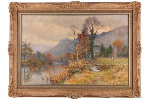 BISHOP Walter Follen 1856-1936,riverside Chapel in a landscape,Dawson's Auctioneers GB 2023-04-27