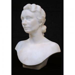 BISMAN Paule 1897-1973,Buste de femmeà jolie coiffe ondulée,Herbette FR 2024-02-04