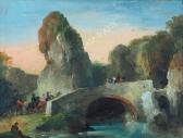 BISON Giuseppe Bernardino 1762-1844,Paesaggio con fiume e ponte,Stadion IT 2020-12-11