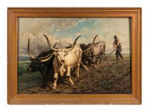 BISPHAM Henry Collins 1841-1882,Bulls at the Plough,1880,Hindman US 2022-08-26