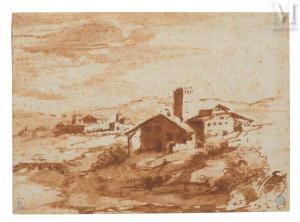 BISSCHOP Cornelis 1630-1674,Paysage fluvial d\’Italie,Millon & Associés FR 2023-11-23